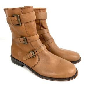 Corso Como Brown Leather Buckle  Mid Leg Ankle Boots Women Sz 8.5 M